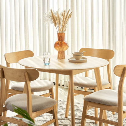 Oslo Round Natural Rubberwood Dining Set