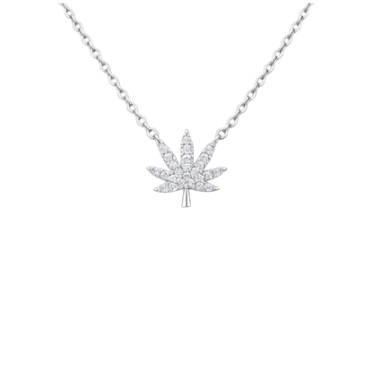 SILVER CANNABIS LEAF NECKLACE