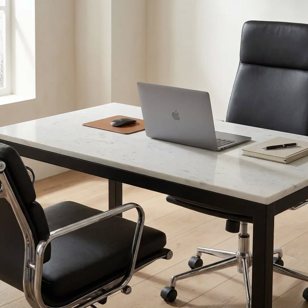Pemberton Marble Mini Desk White