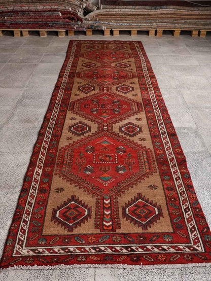 Persian Meshkin Runner Rug | 3' 6” x 13' 4"