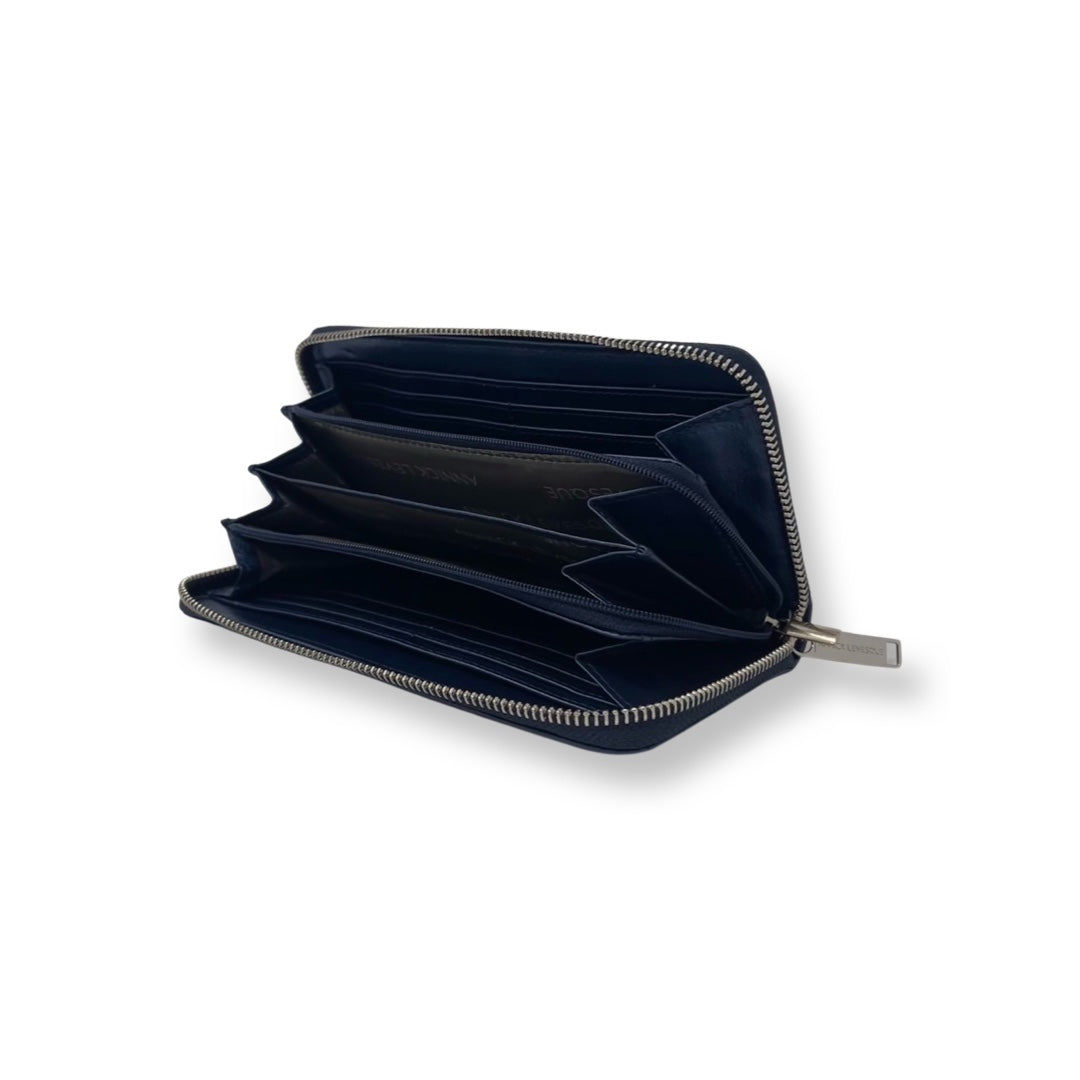 Portefeuille en cuir véritable Bleu Marine, Carla