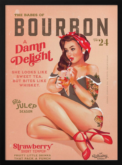 Wandkunst Babes of Bourbon Bd. 22 Vintage Pin-up Girl beim Cocktailschlürfen