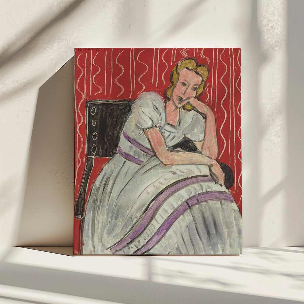 Wall art Jeune Femme Assise En Robe Grise