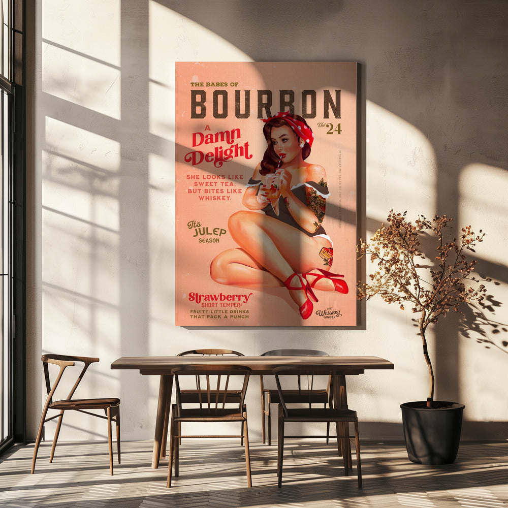 Wandkunst Babes of Bourbon Bd. 22 Vintage Pin-up Girl beim Cocktailschlürfen