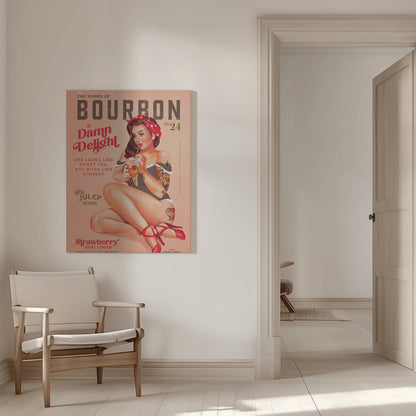 Wandkunst Babes of Bourbon Bd. 22 Vintage Pin-up Girl beim Cocktailschlürfen