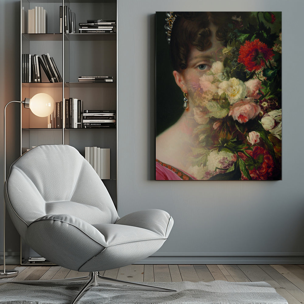 Portrait of Hortense de Beauharnais, queen of Holland with flower still life
