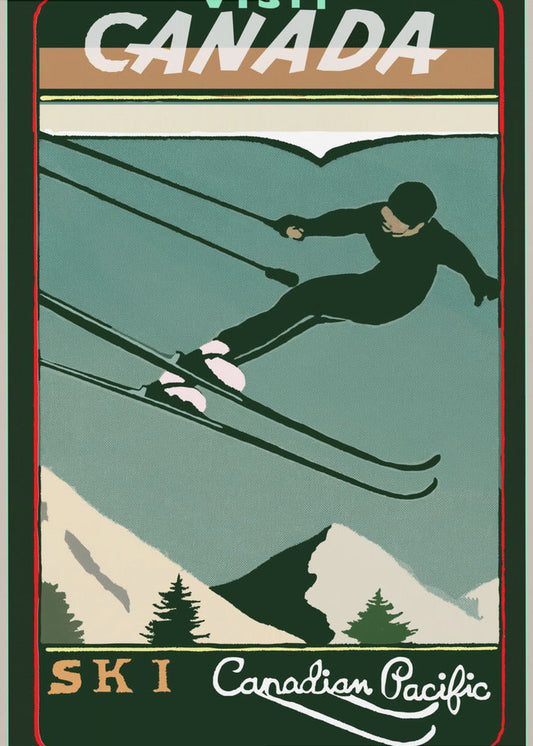 Wandkunst Wintertourismus: Vintage-Ski-Kanada-Poster