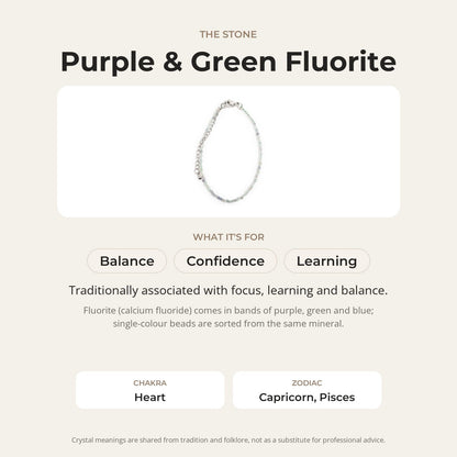 Purple and Green Fluorite Bracelet - 2-3mm