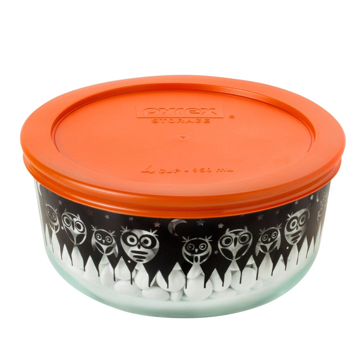 4 Cup Decorated Pyrex Halloween Owl