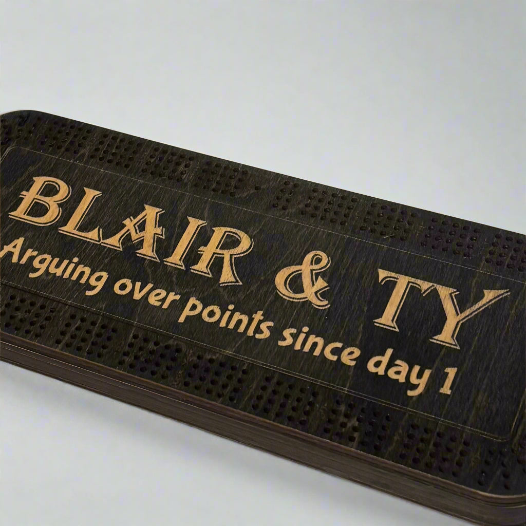 Personalized Cribbage Board with Card and Pegs Storage,Rectangular Size,With Scoring Panel