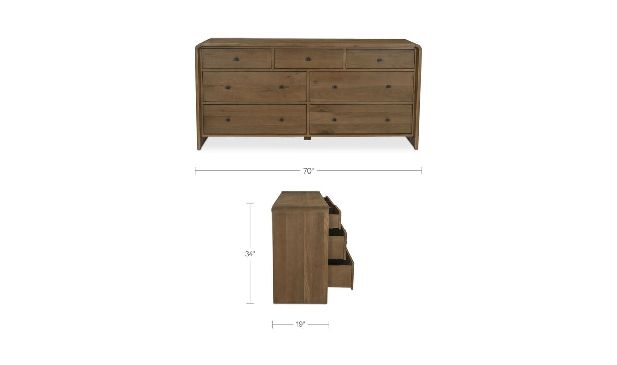 Rhodes 7 Drawer Dresser Oak