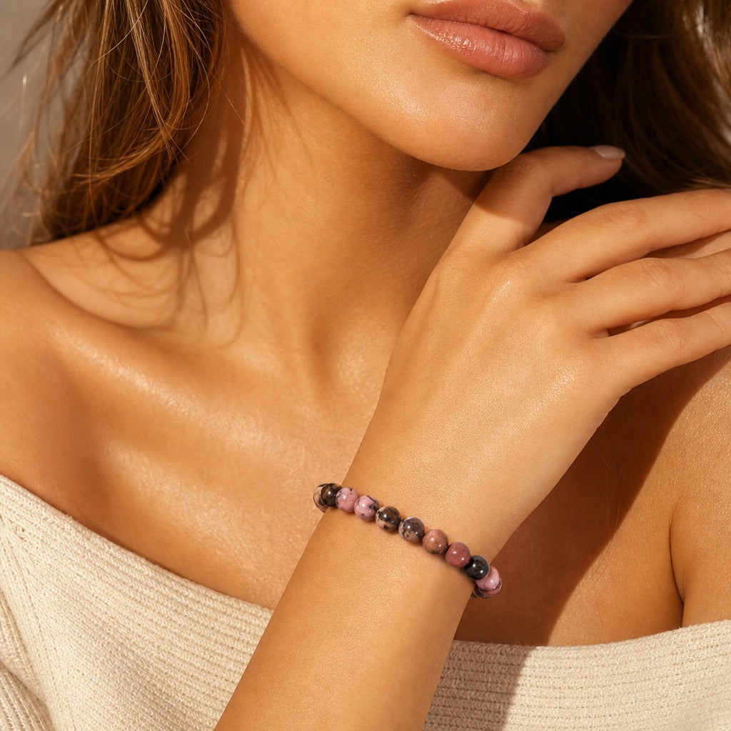 Rhodochrosite Bead Bracelet