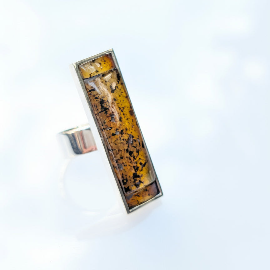 Forest Light Ring | Silver Baltic Amber Ring | Tears of the Sun Collection