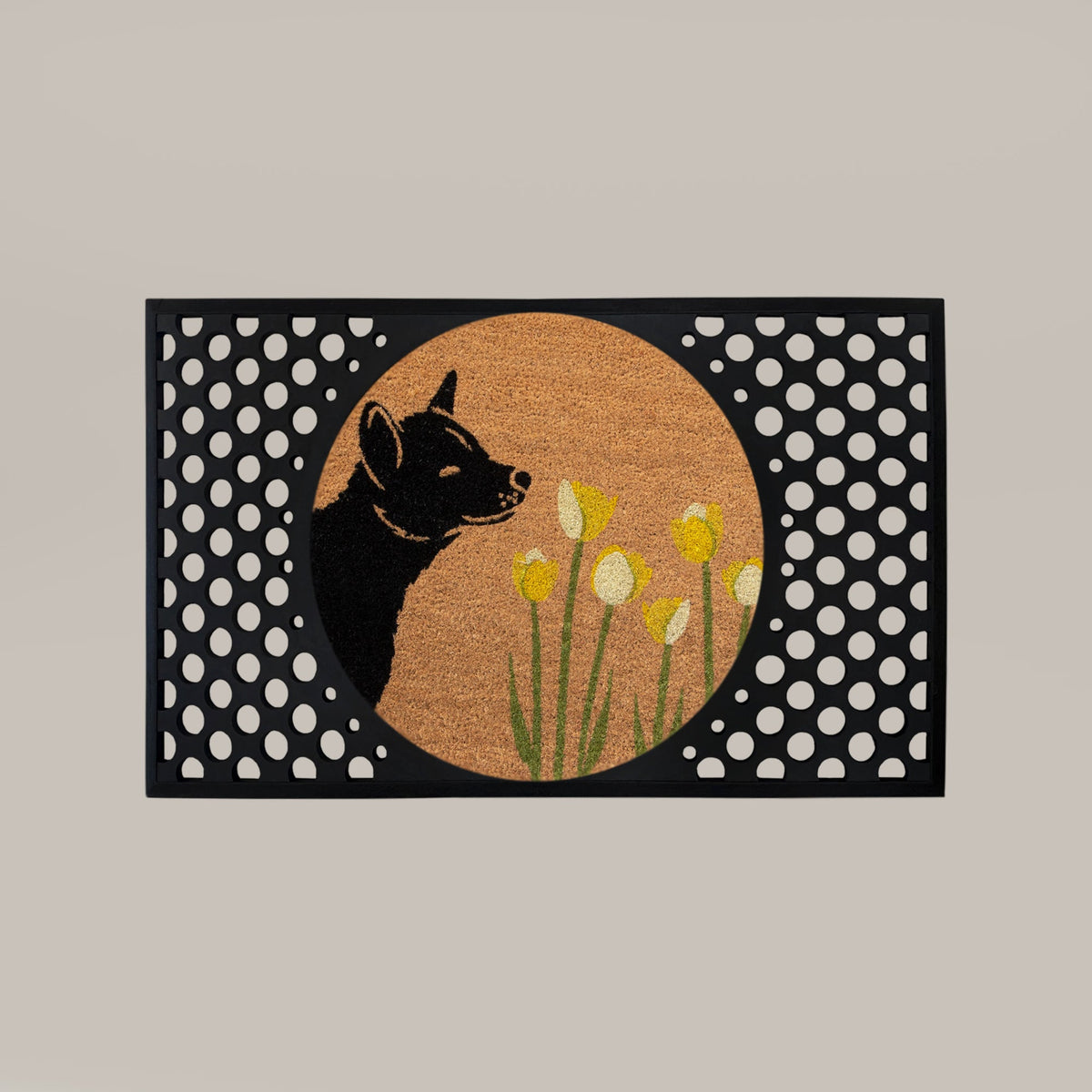 spring dog round doormat set