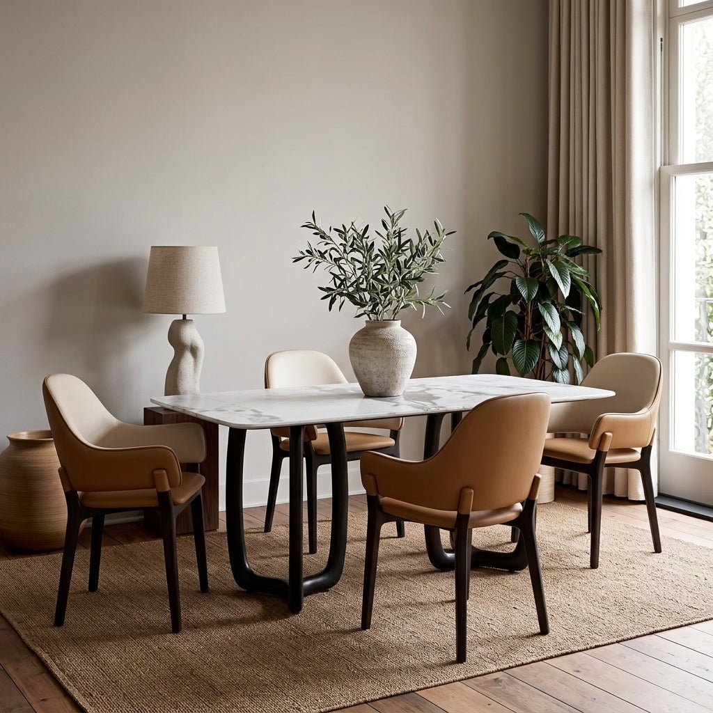 Smoky Black Ash Wood Dining Set with 4 or 6 Chairs