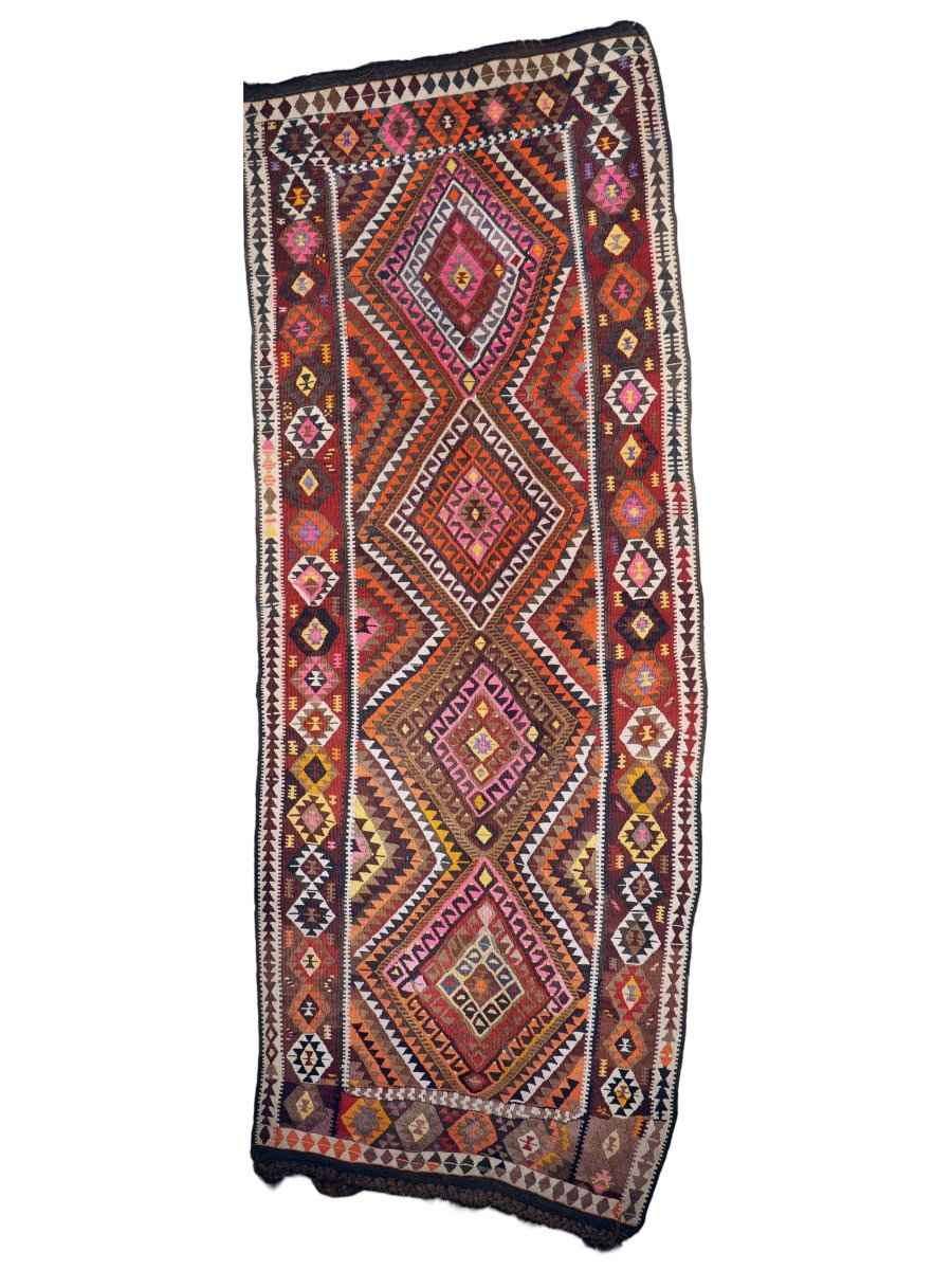 Turkish Kars Kilim Rug | 3' 11" x 10' 6"