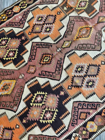Turkish Kars Kilim Runner Rug | 4' 2" x 11' 6"