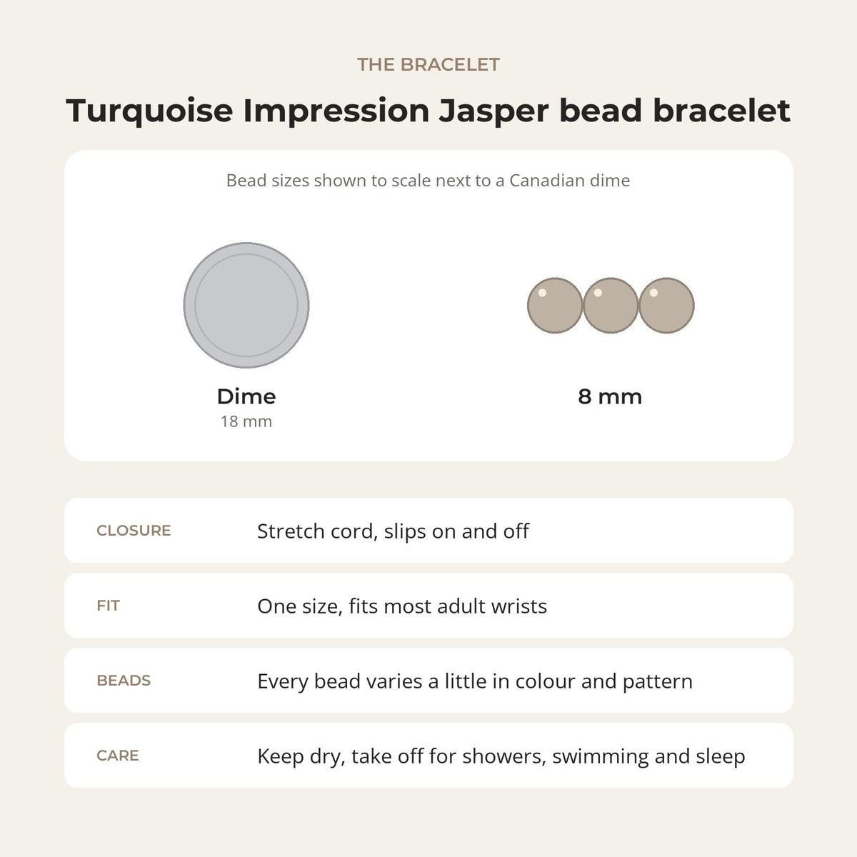 Turquoise Impression Jasper Round Bracelet - 8mm (Enhanced)