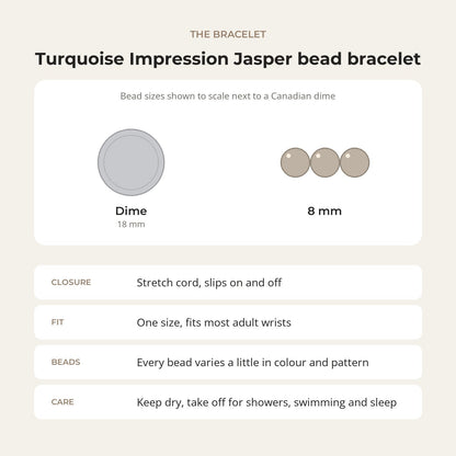 Turquoise Impression Jasper Round Bracelet - 8mm (Enhanced)