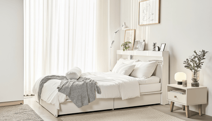 Vienna Wooden Bed with Storage Drawers & Integrated Power Outlets (White)