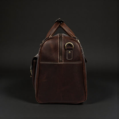 The Voyager Duffle - Brown Full-Grain Distressed Leather Duffle Bag