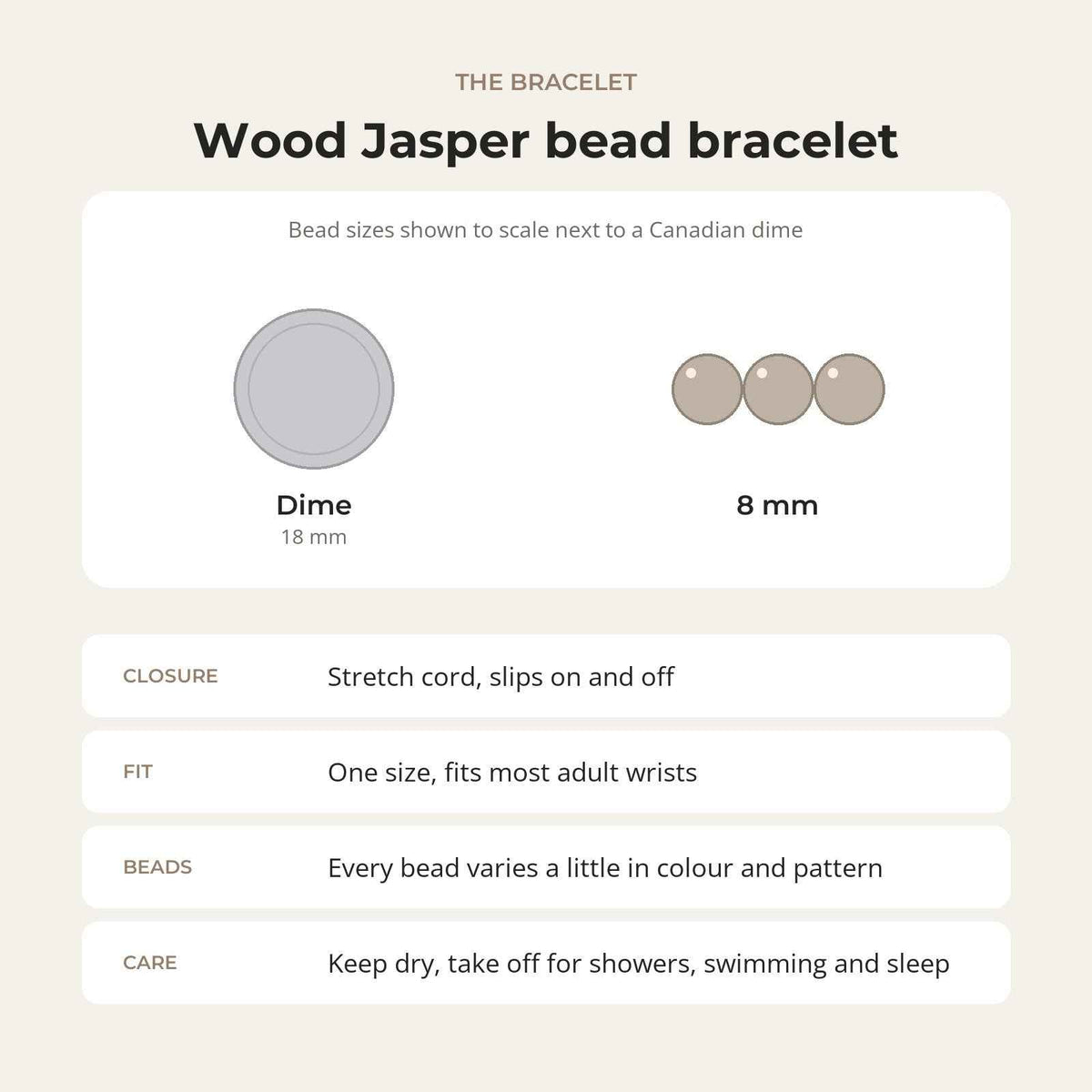 Wood Jasper Matte Round Bracelet - 8mm