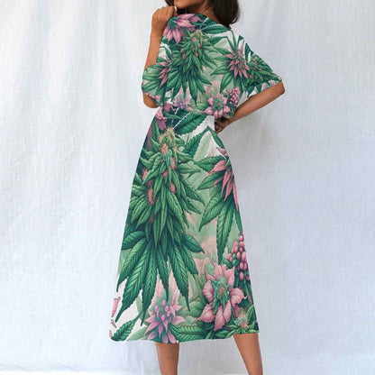 Pink Haze Floral A-Line Midi Dress with Pockets